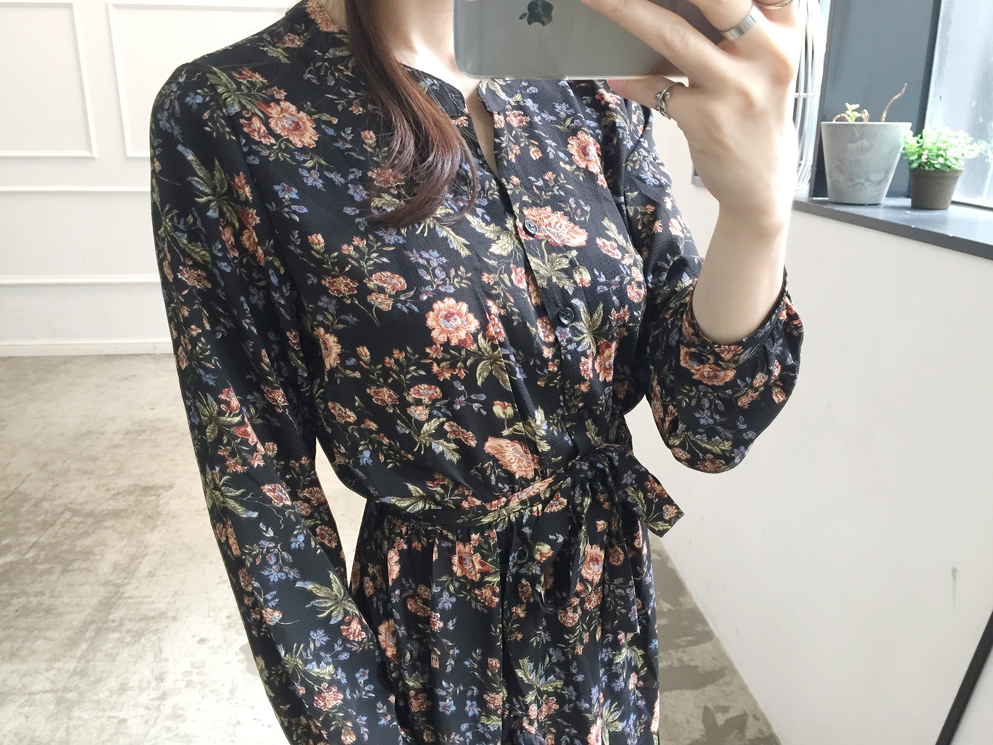 New Women Dress Flower Uniform Dress Ivory Black B