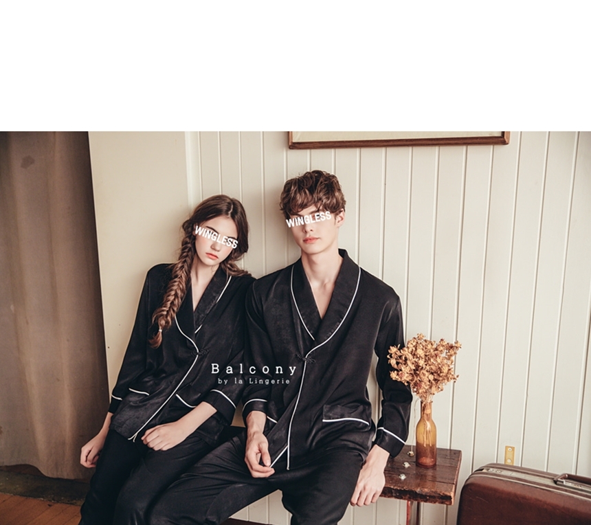 New modern style cheongsam knot couple pajamas paj