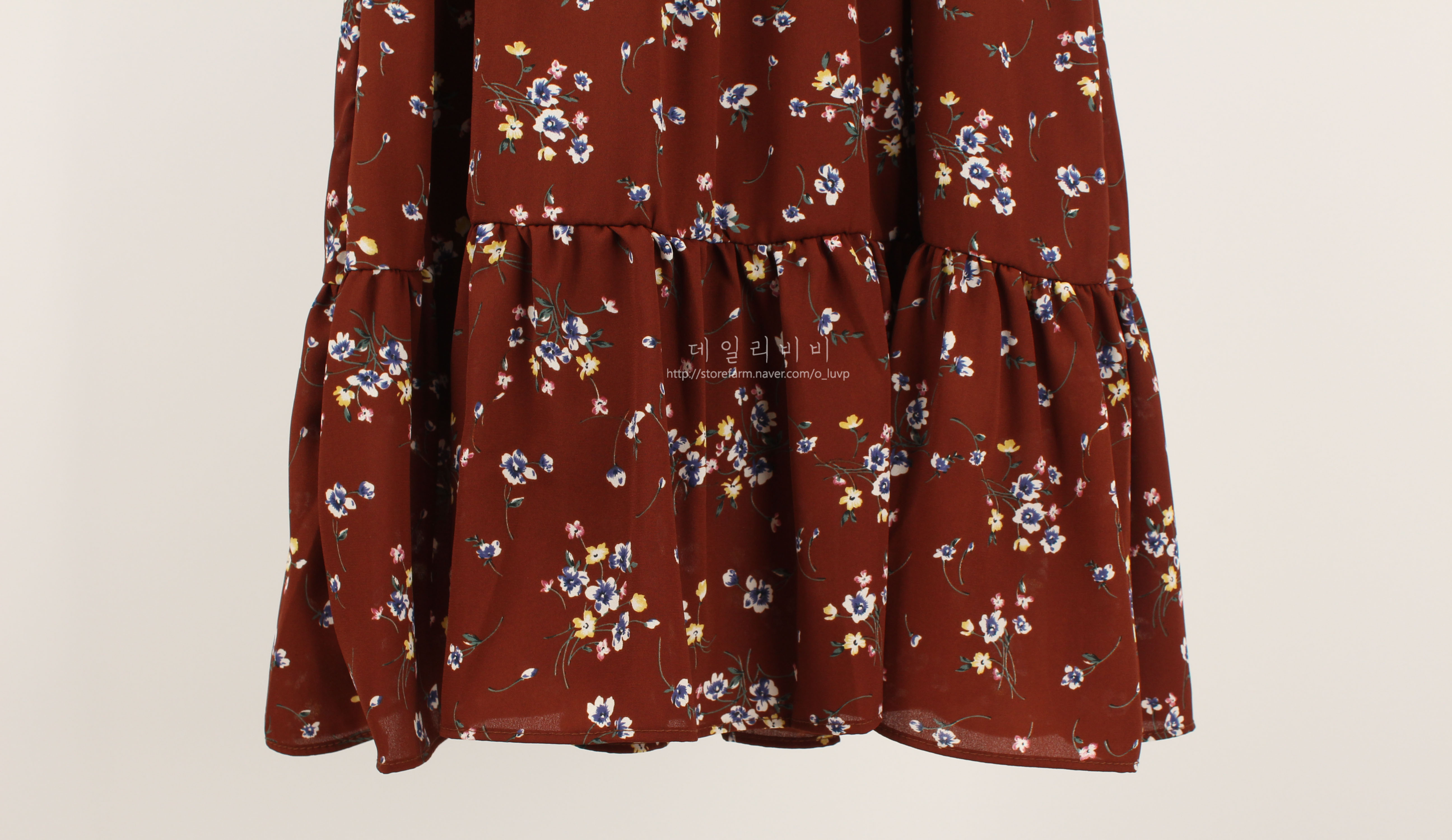 Flower Ribbon Tie Chiffon Dress 3color Light Autum