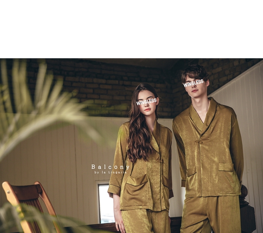 New modern style cheongsam knot couple pajamas paj