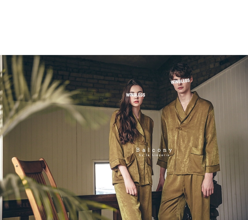 New modern style cheongsam knot couple pajamas paj