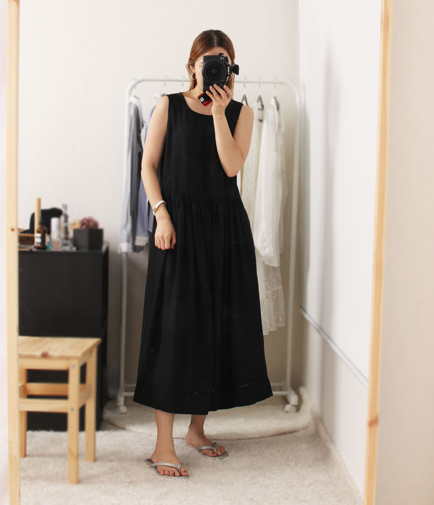 NEW FASHION LADY GIRL DRESS sleeveless hem punchin