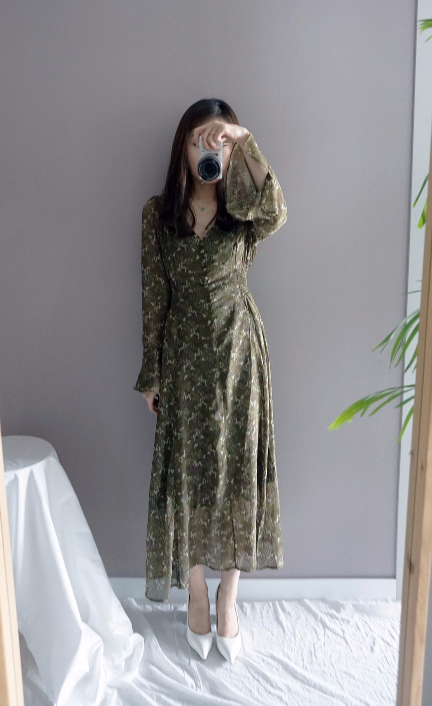 Flower chiffon long one piece autumn visitor 3colo