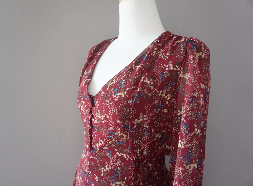 Flower chiffon long one piece autumn visitor 3colo