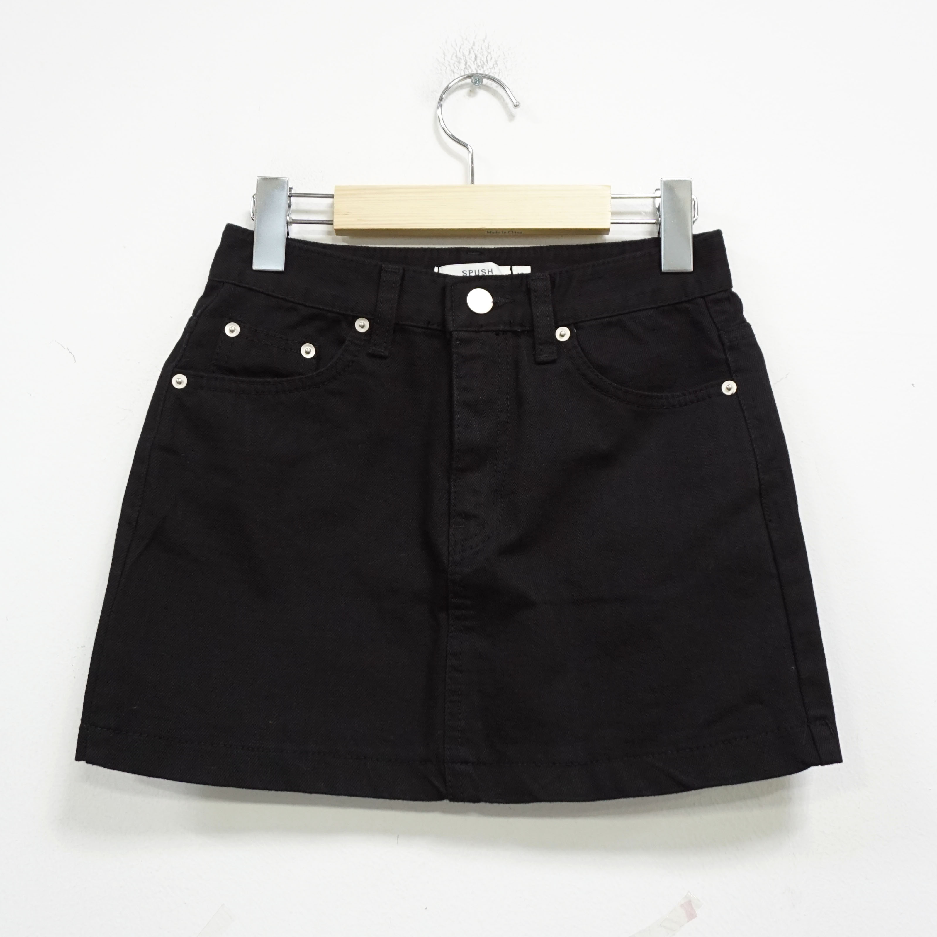'Nuruaa' A-Line Cotton Miniskirt White Black