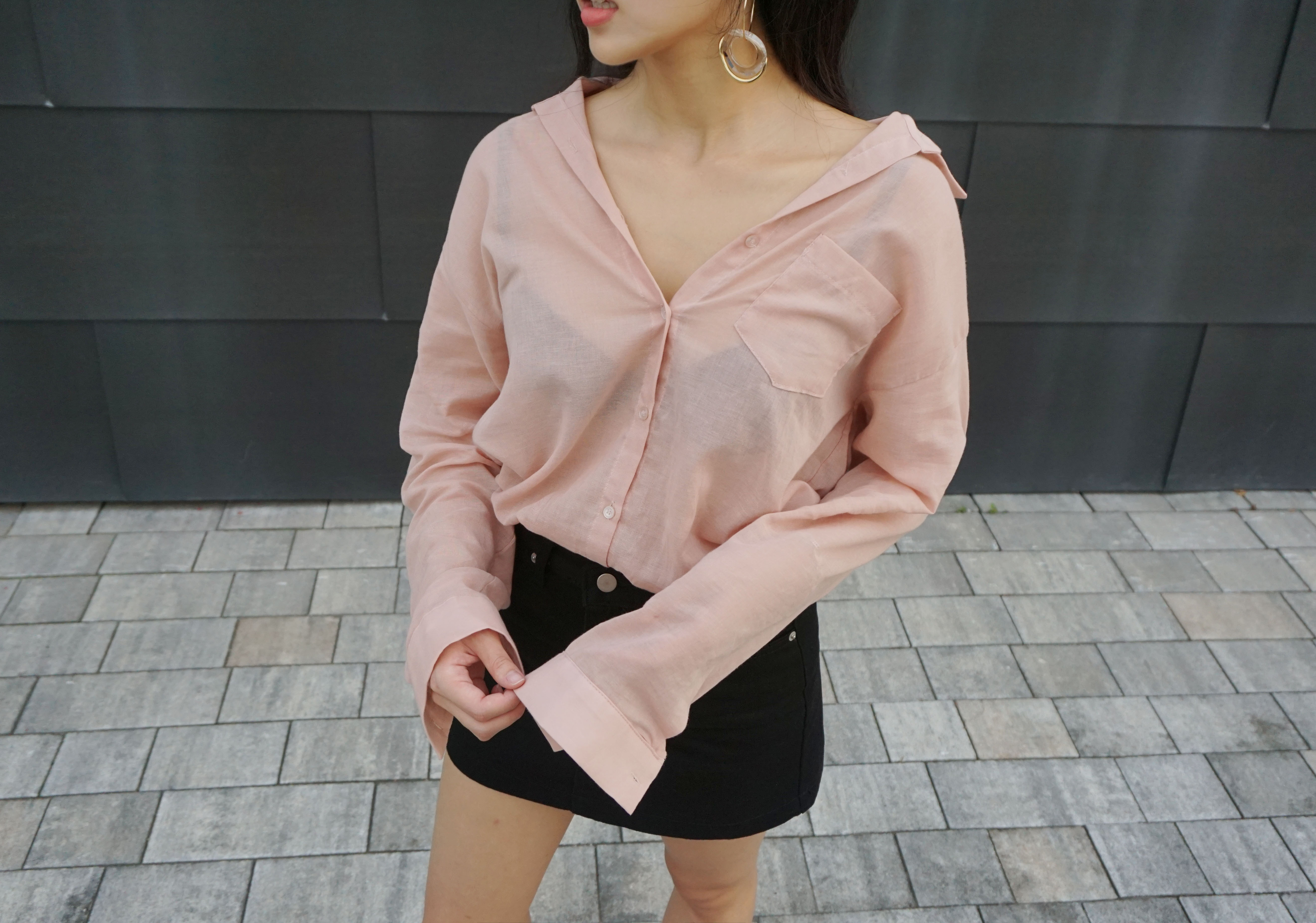 'Nuruaa' A-Line Cotton Miniskirt White Black