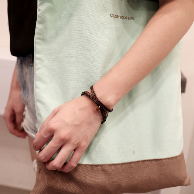 Leather Leather Layered Twine Bracelet Woman Fall Fashion Twist