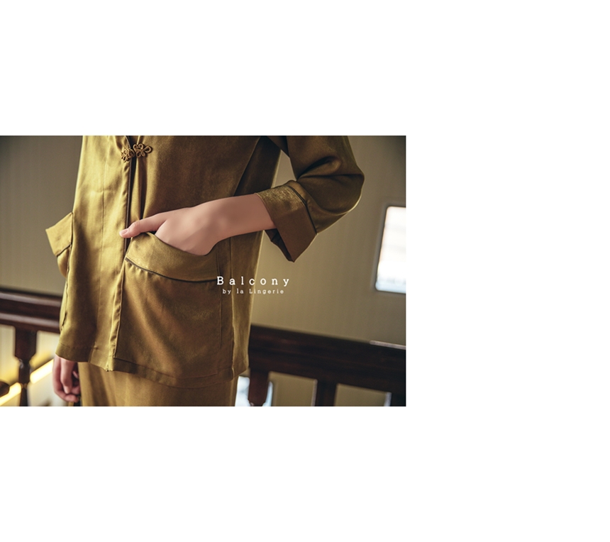 New modern style cheongsam knot couple pajamas paj