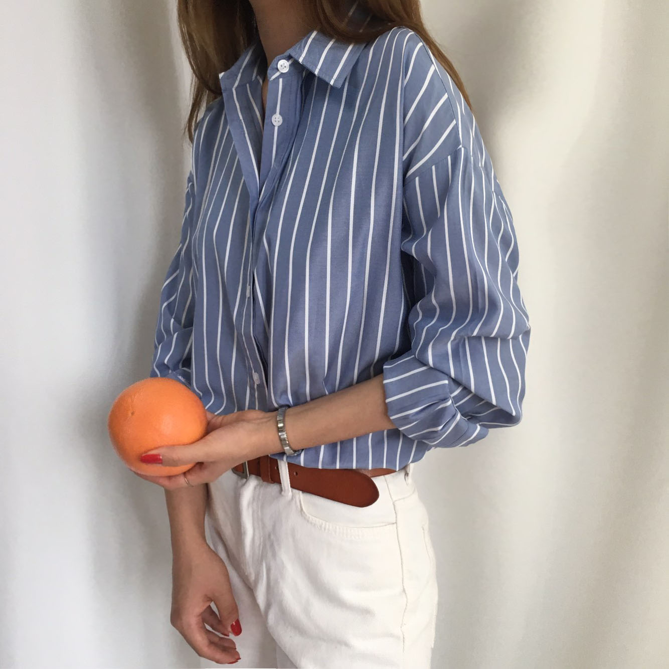 NEW FASHION LADY GIRL Blouse BASIC Autumn Stripe