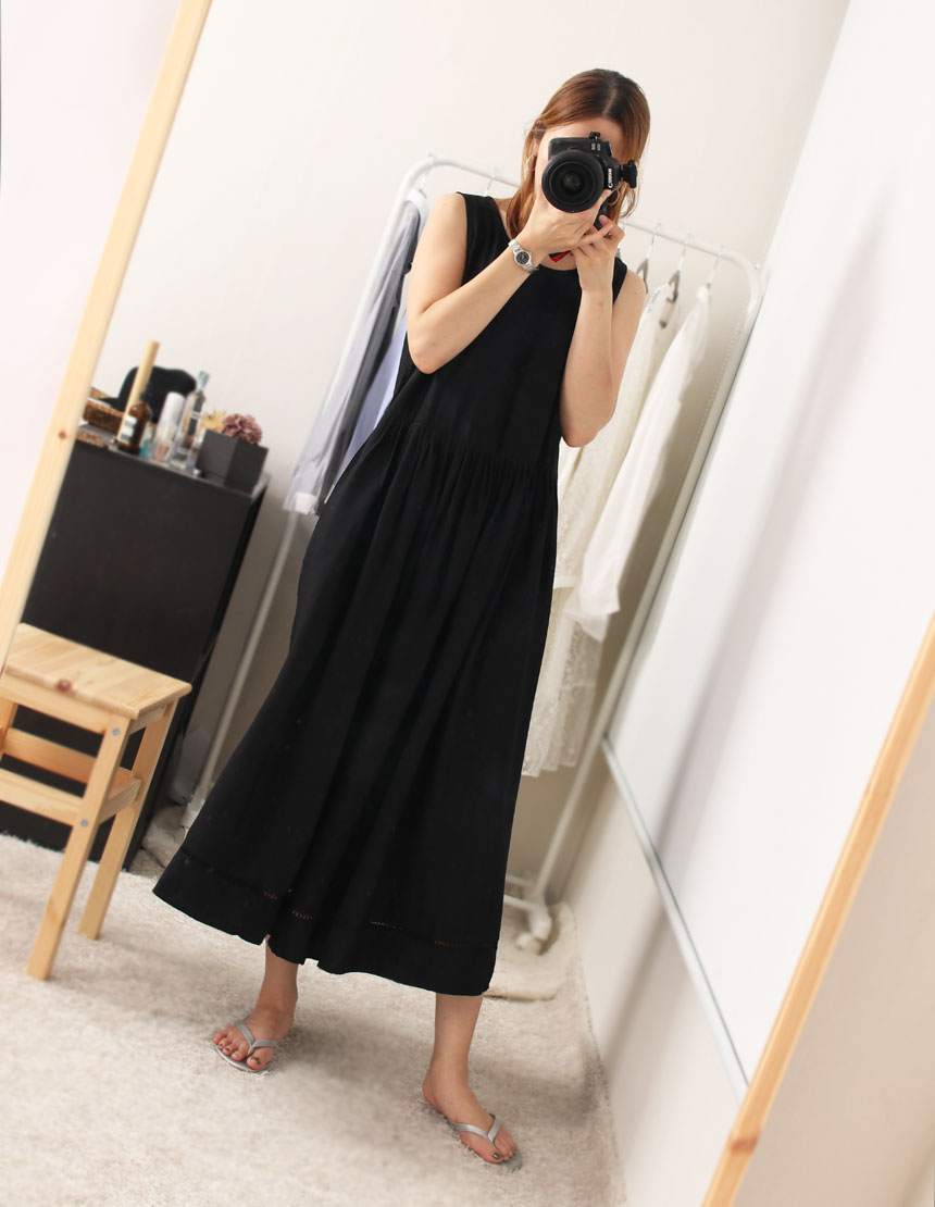 NEW FASHION LADY GIRL DRESS sleeveless hem punchin