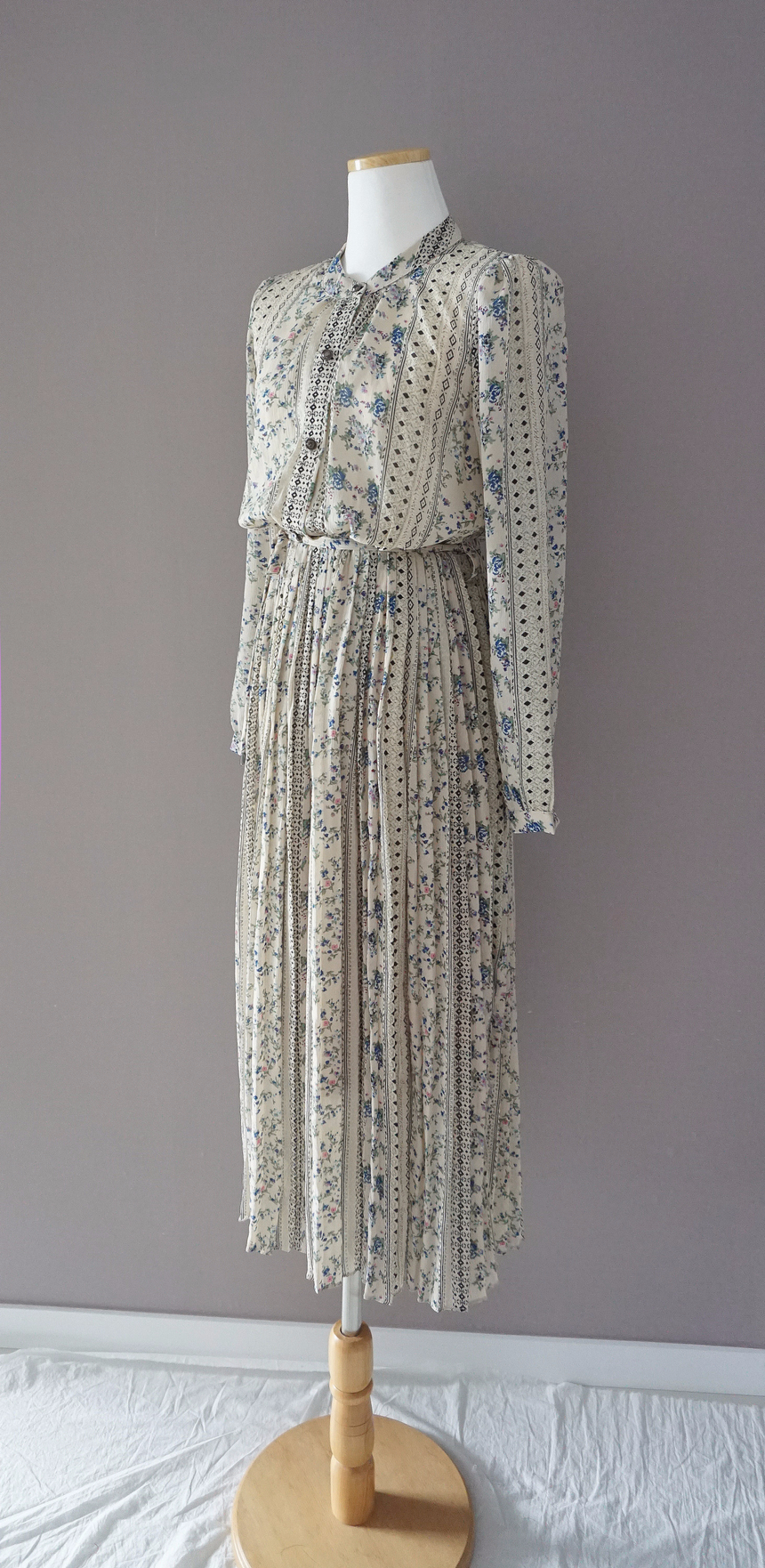 Goddess Autumn Long Pleated Dress Chiffon Flower 3