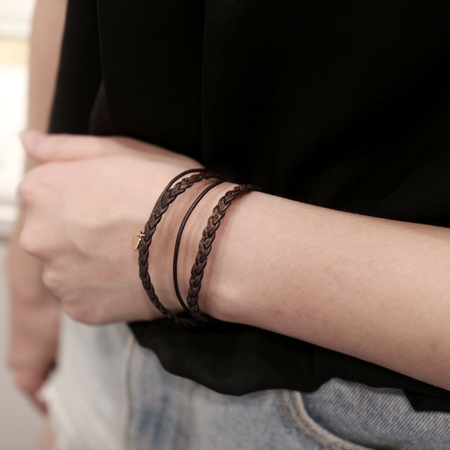 Leather Leather Layered Twine Bracelet Woman Fall Fashion Twist