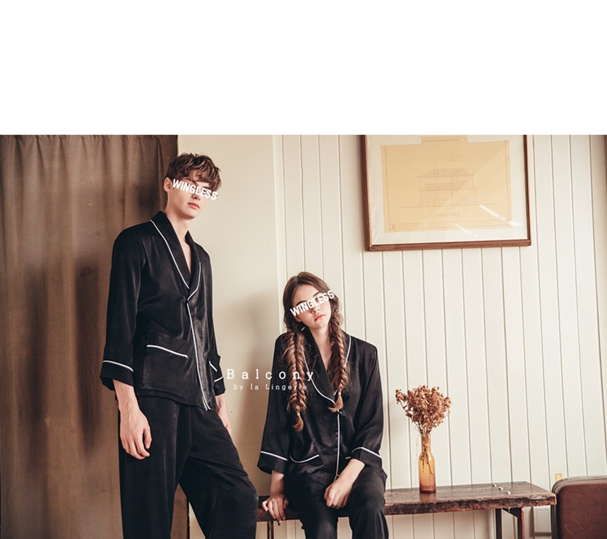 New modern style cheongsam knot couple pajamas paj