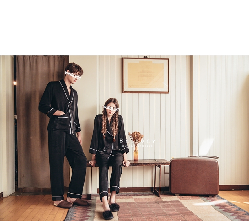 New modern style cheongsam knot couple pajamas paj