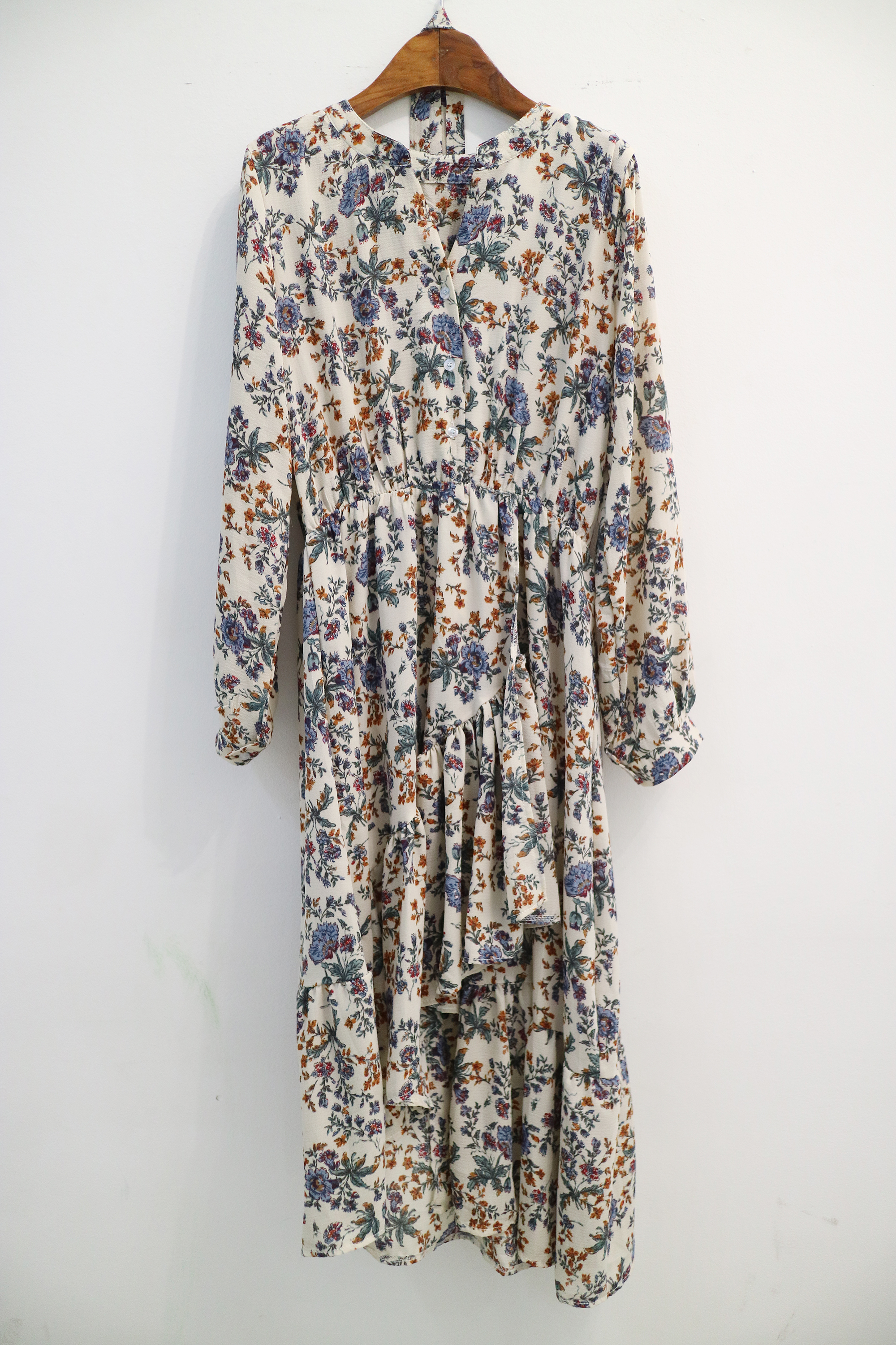 New Women Dress Flower Uniform Dress Ivory Black B