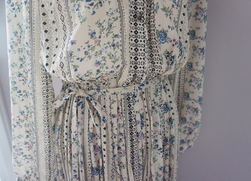 Goddess Autumn Long Pleated Dress Chiffon Flower 3