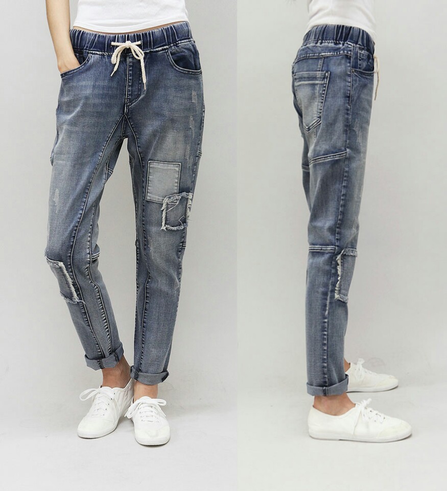 Women Jeans Pants Point Denim Exhaust Pants S ~ XL