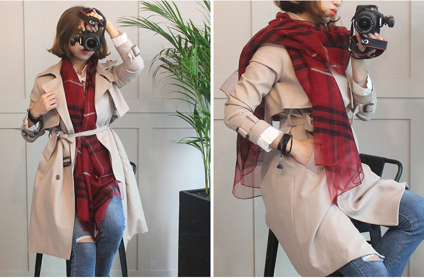 Wool silk check scarf woman woman autumn high mama birthday gift modal 30s friends