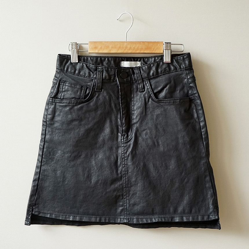 a line mini leather skirt leather skirt unbalance 