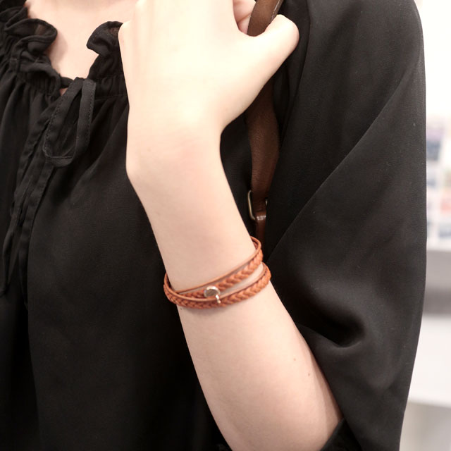 Leather Leather Layered Twine Bracelet Woman Fall Fashion Twist