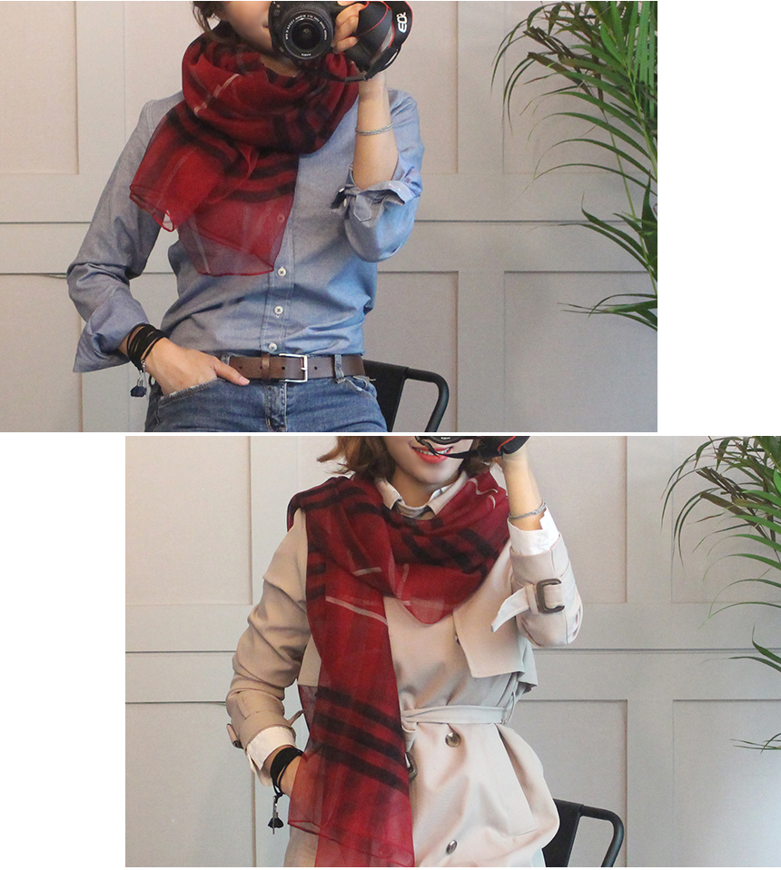 Wool silk check scarf woman woman autumn high mama birthday gift modal 30s friends