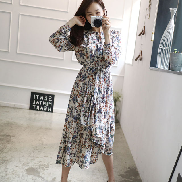 New Women Dress Flower Uniform Dress Ivory Black B