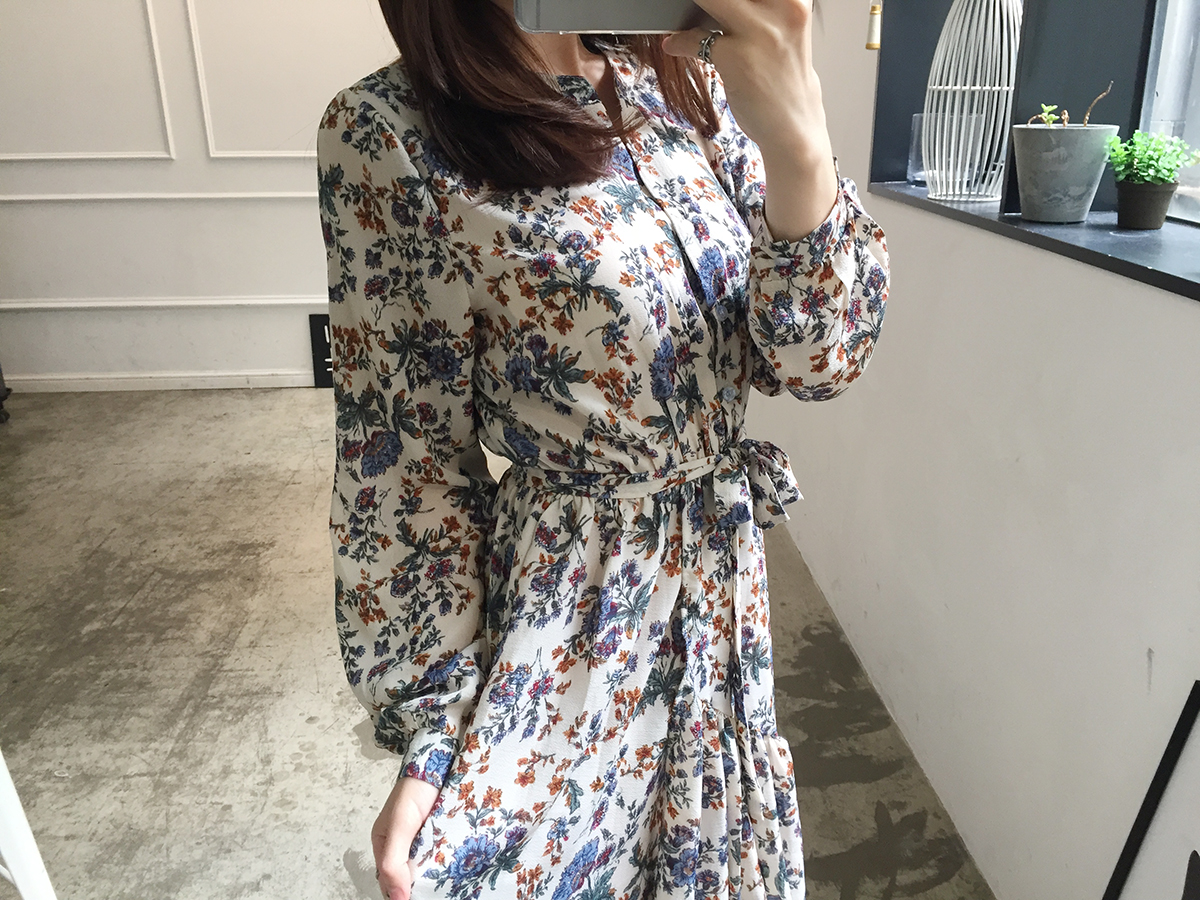 New Women Dress Flower Uniform Dress Ivory Black B