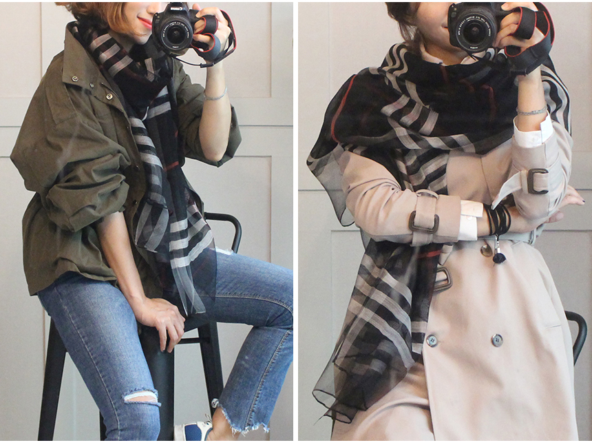 Wool silk check scarf woman woman autumn high mama birthday gift modal 30s friends