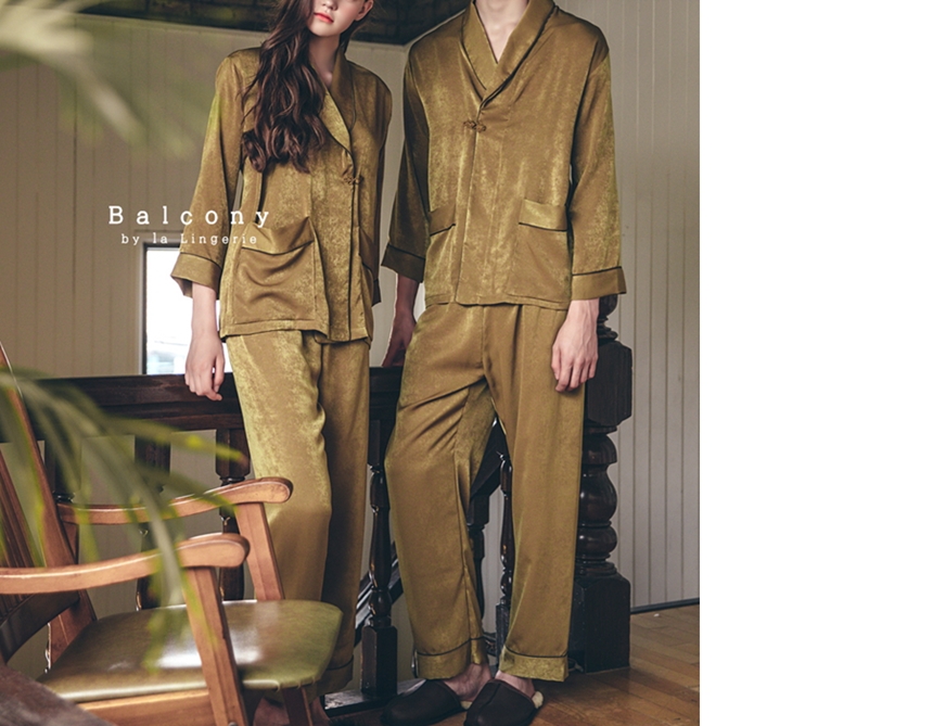 New modern style cheongsam knot couple pajamas paj