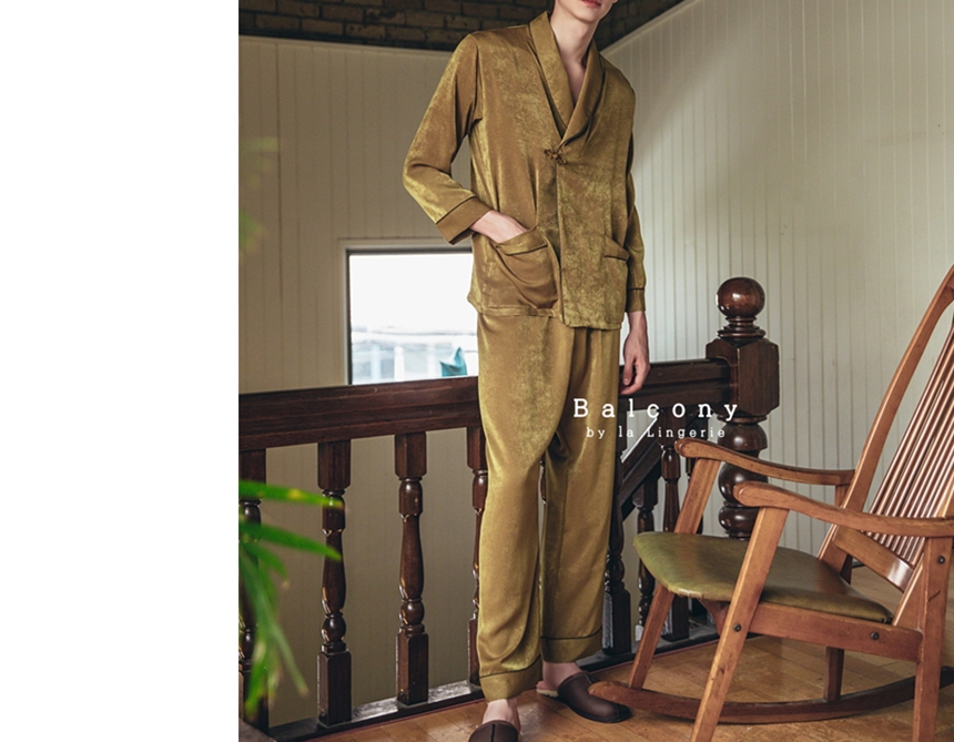 New modern style cheongsam knot couple pajamas paj
