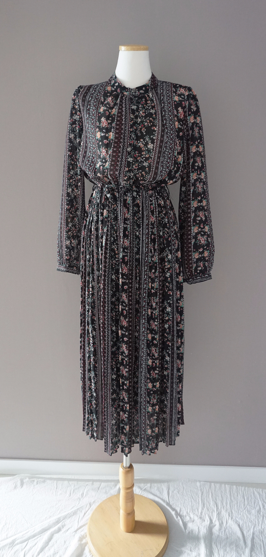 Goddess Autumn Long Pleated Dress Chiffon Flower 3