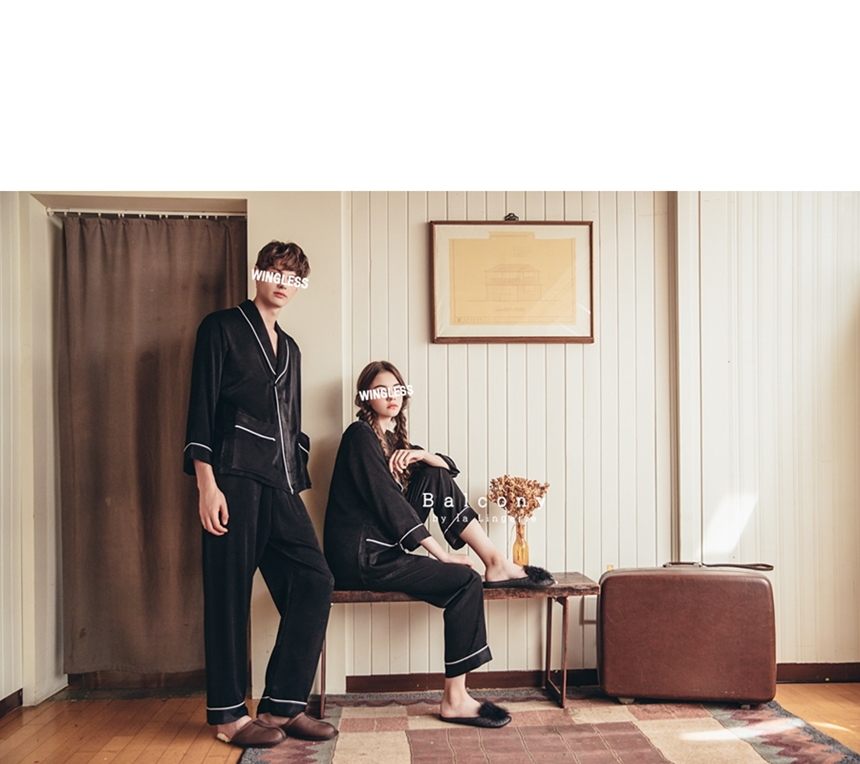 New modern style cheongsam knot couple pajamas paj