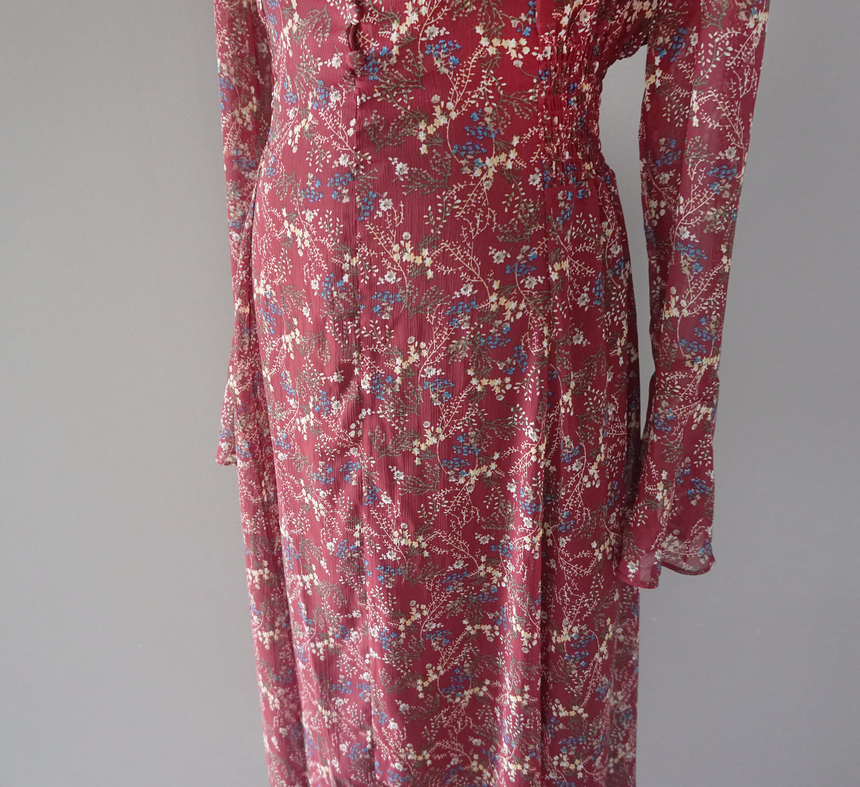 Flower chiffon long one piece autumn visitor 3colo