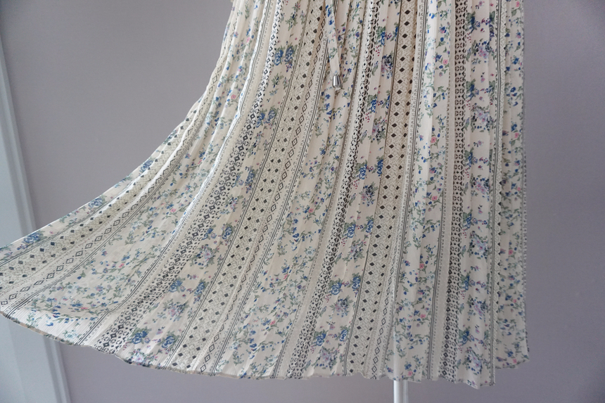 Goddess Autumn Long Pleated Dress Chiffon Flower 3