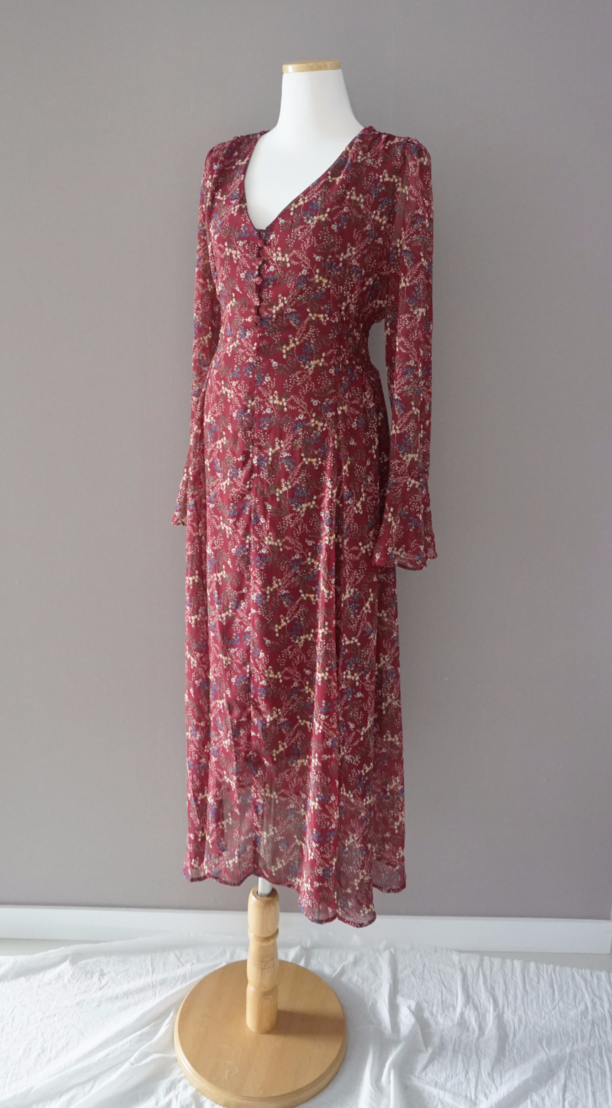 Flower chiffon long one piece autumn visitor 3colo