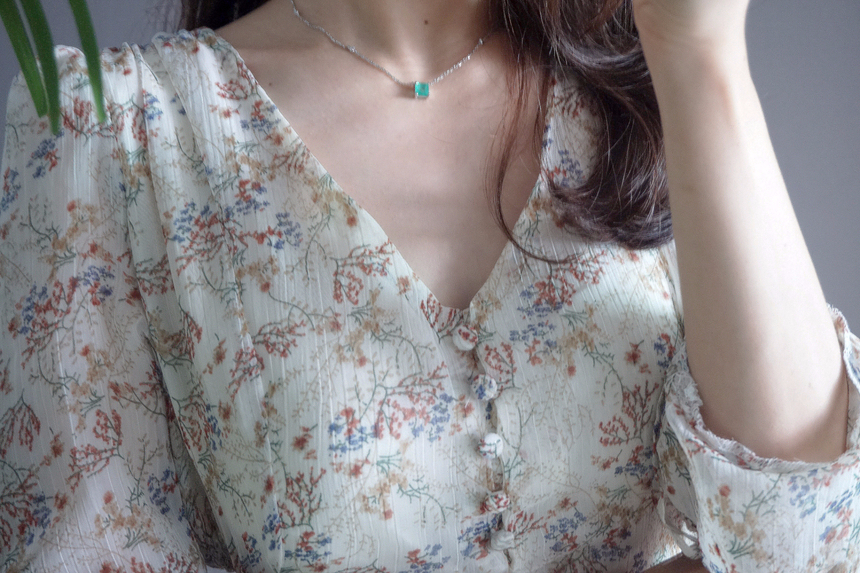 Flower chiffon long one piece autumn visitor 3colo