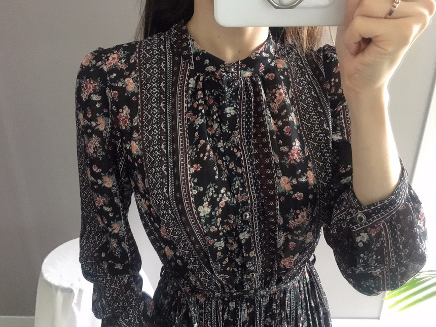 Goddess Autumn Long Pleated Dress Chiffon Flower 3