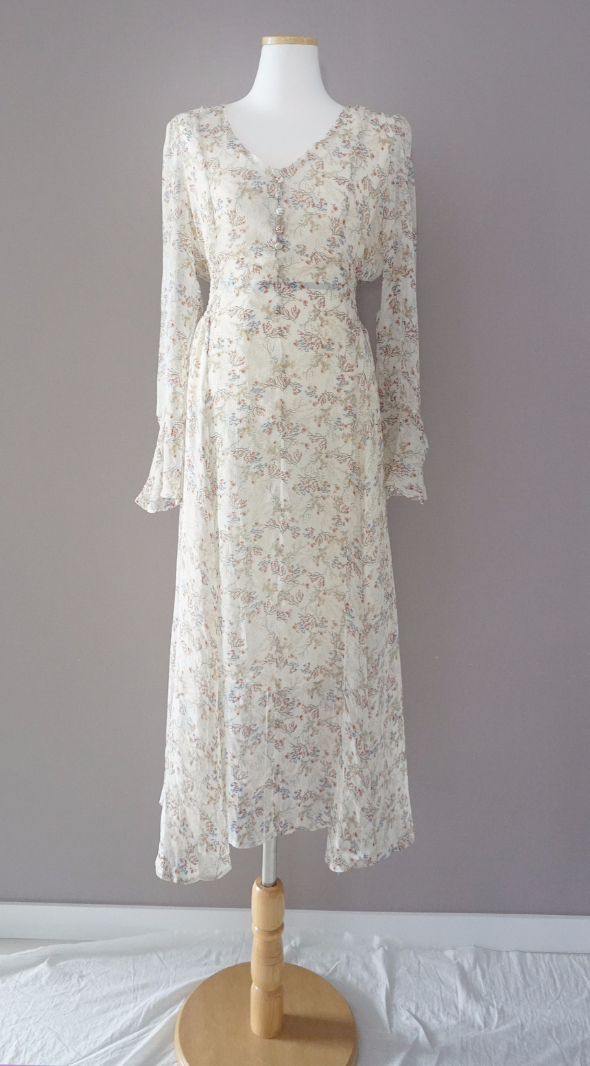 Flower chiffon long one piece autumn visitor 3colo