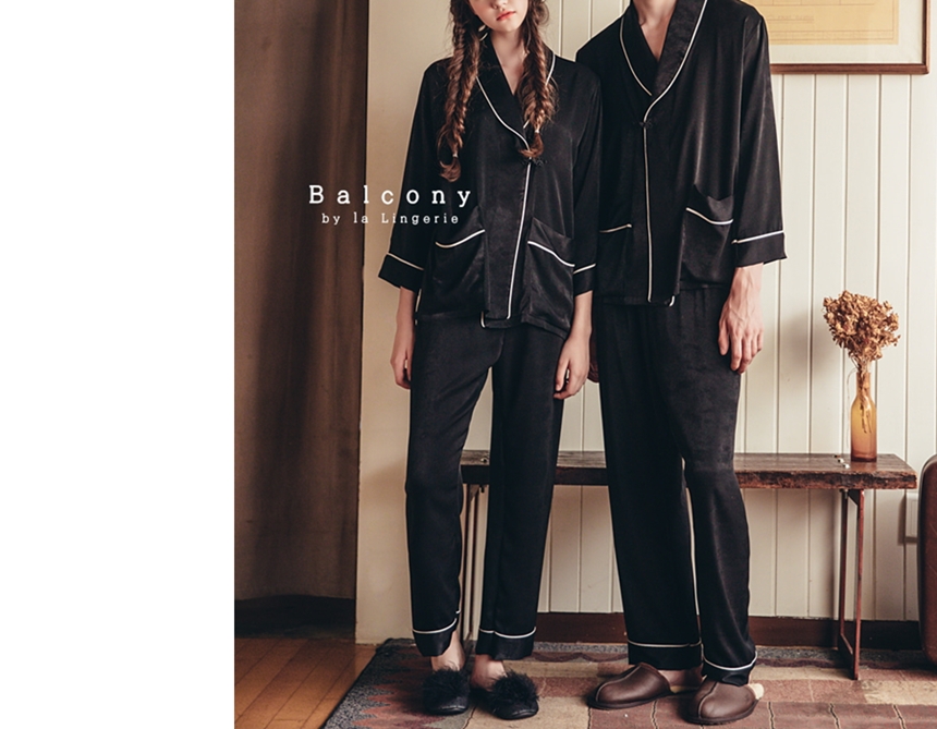 New modern style cheongsam knot couple pajamas paj