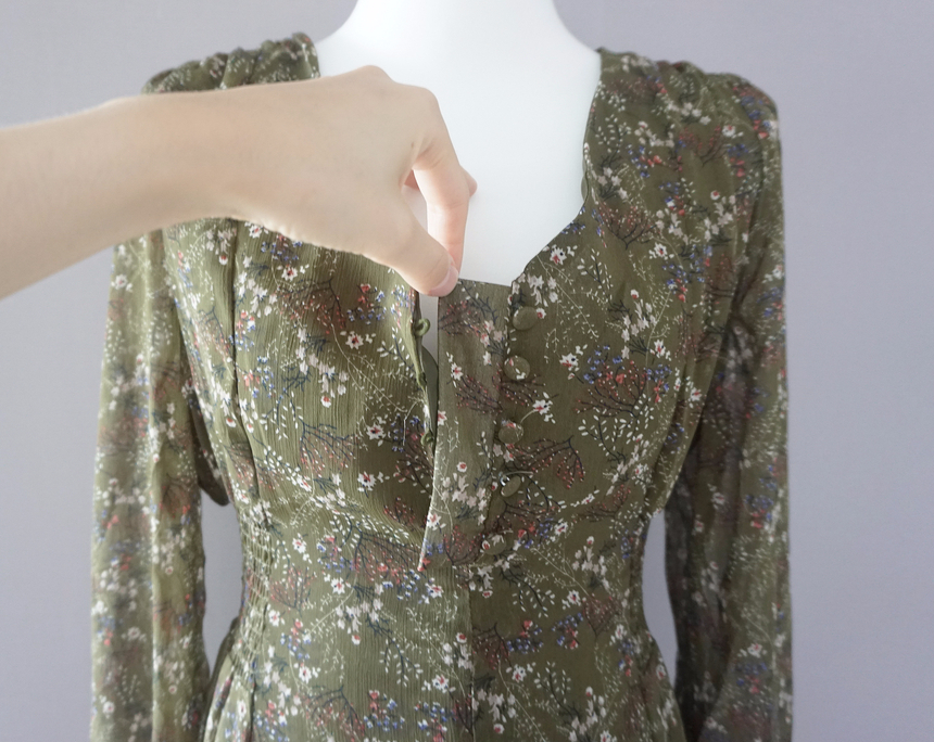 Flower chiffon long one piece autumn visitor 3colo