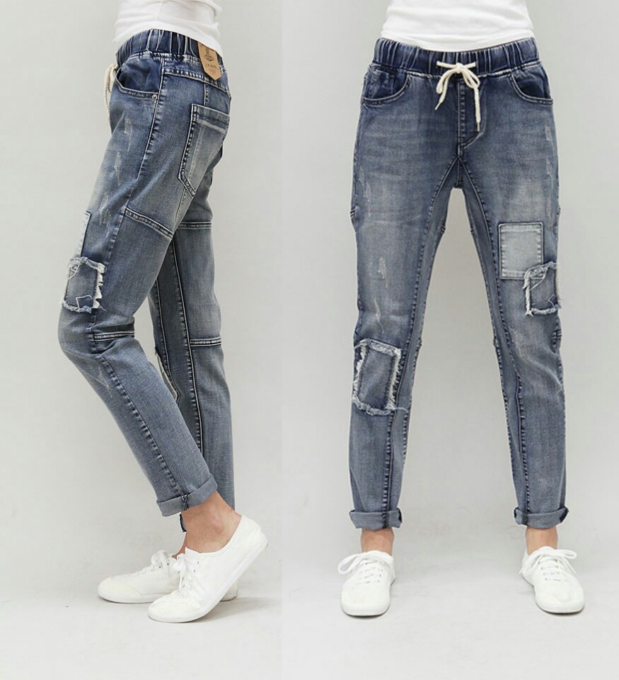 Women Jeans Pants Point Denim Exhaust Pants S ~ XL