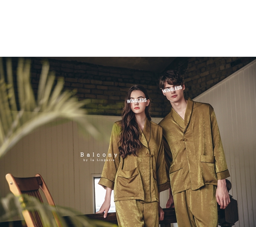 New modern style cheongsam knot couple pajamas paj