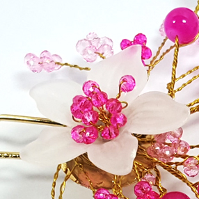 NEW HAIR CLIP HOOP fine white flower back hairpin 