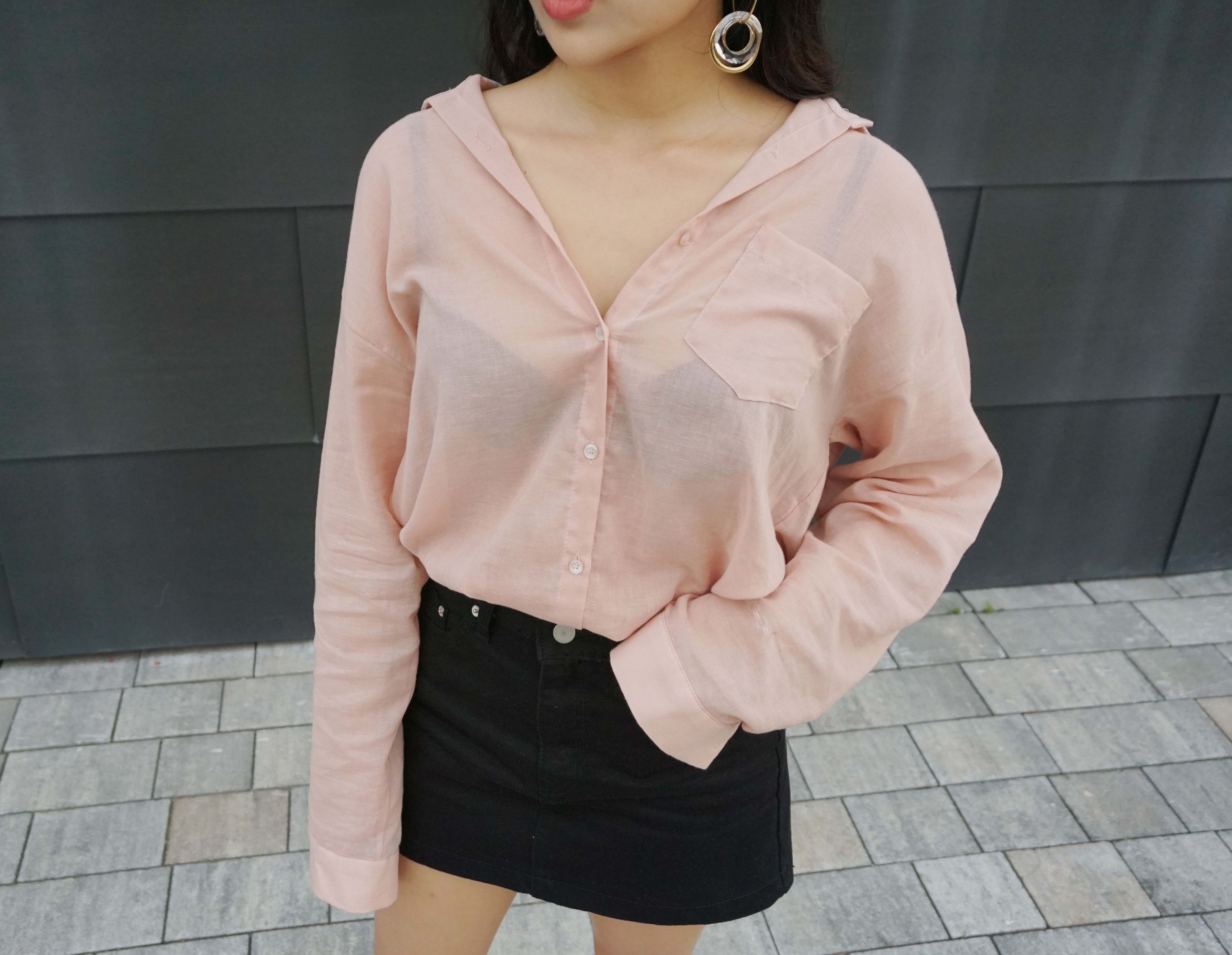 'Nuruaa' A-Line Cotton Miniskirt White Black