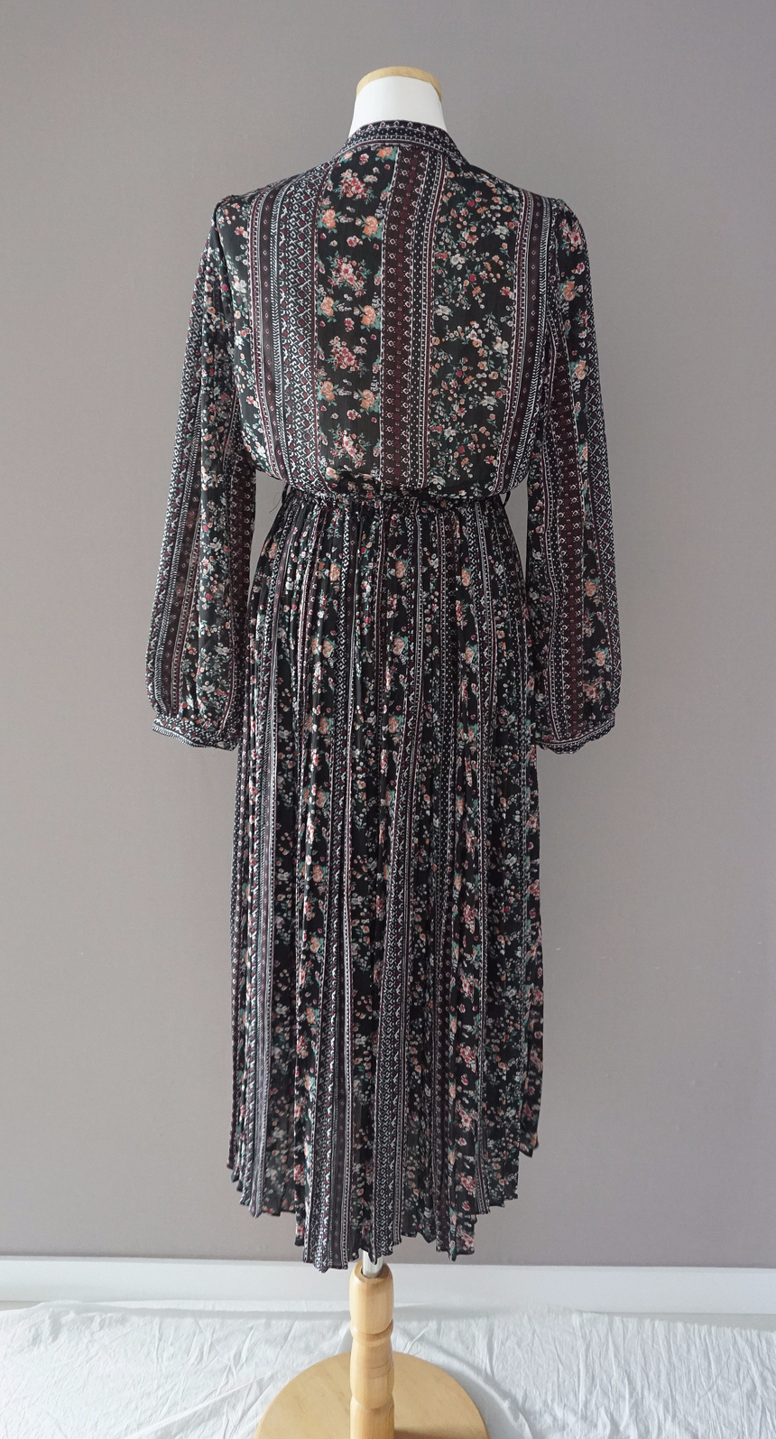 Goddess Autumn Long Pleated Dress Chiffon Flower 3