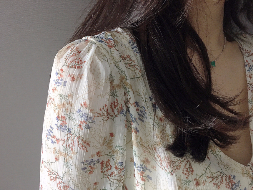 Flower chiffon long one piece autumn visitor 3colo