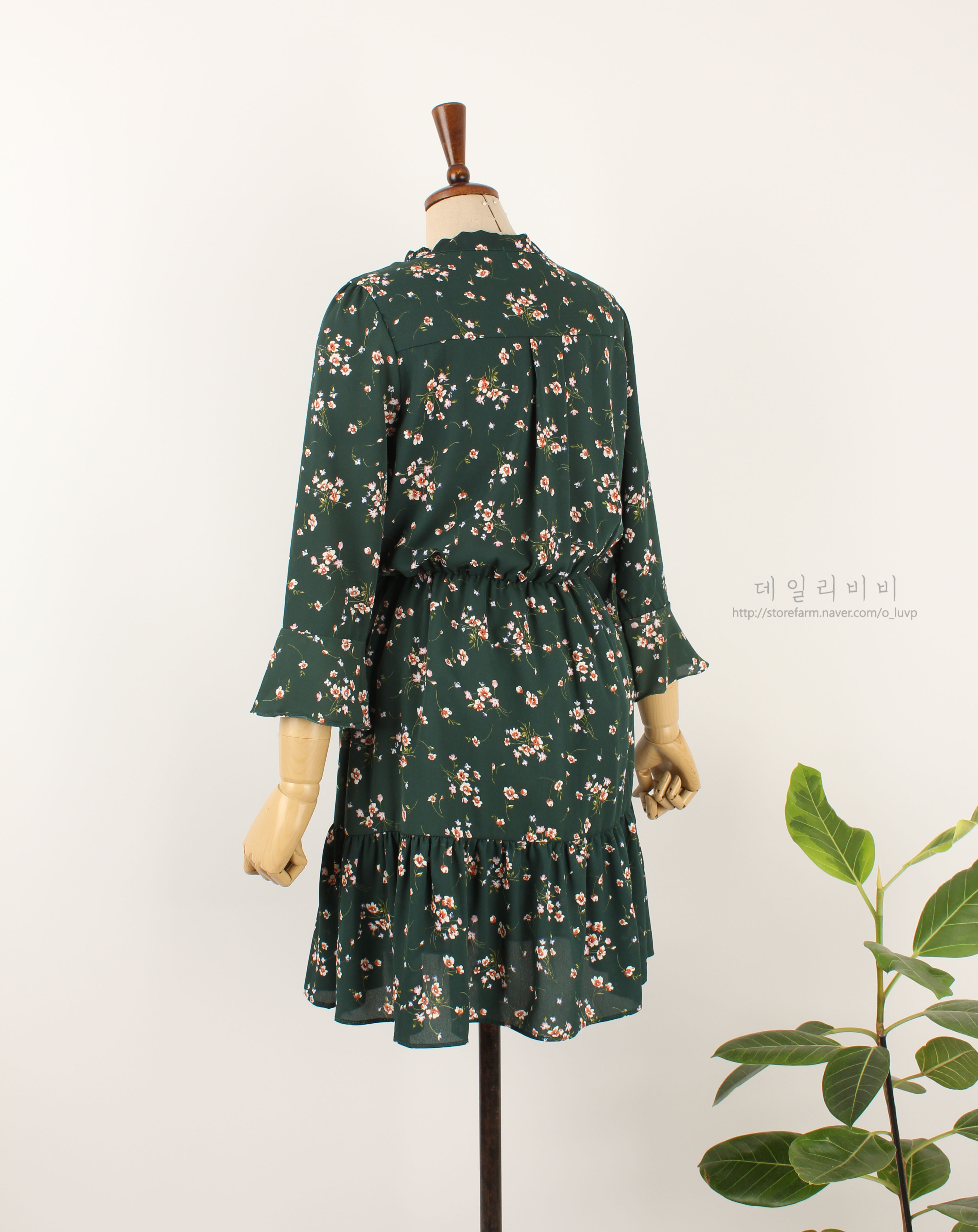 Flower Ribbon Tie Chiffon Dress 3color Light Autum