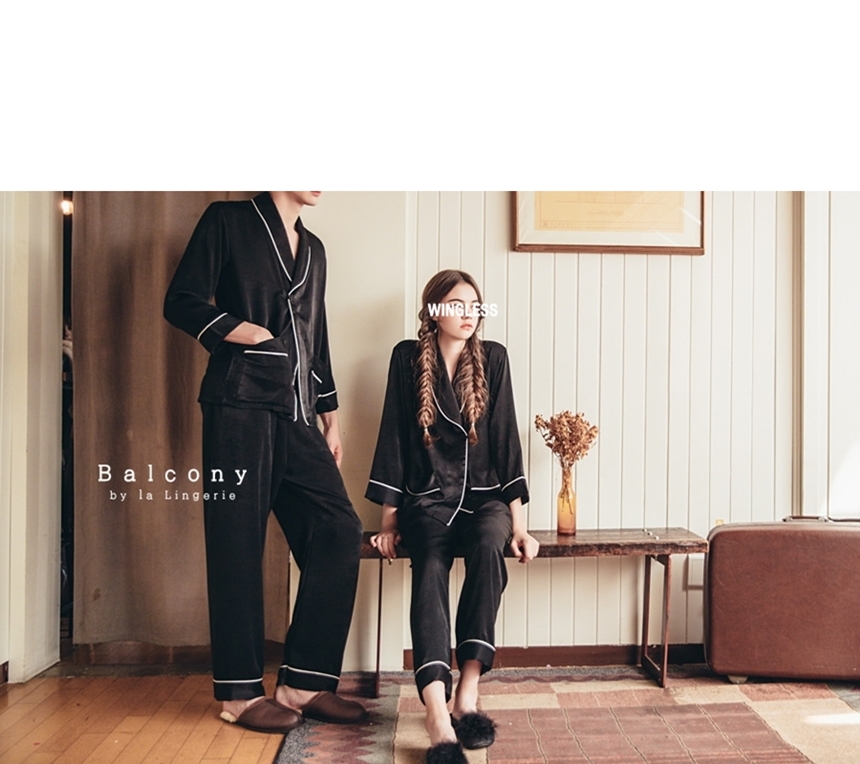 New modern style cheongsam knot couple pajamas paj