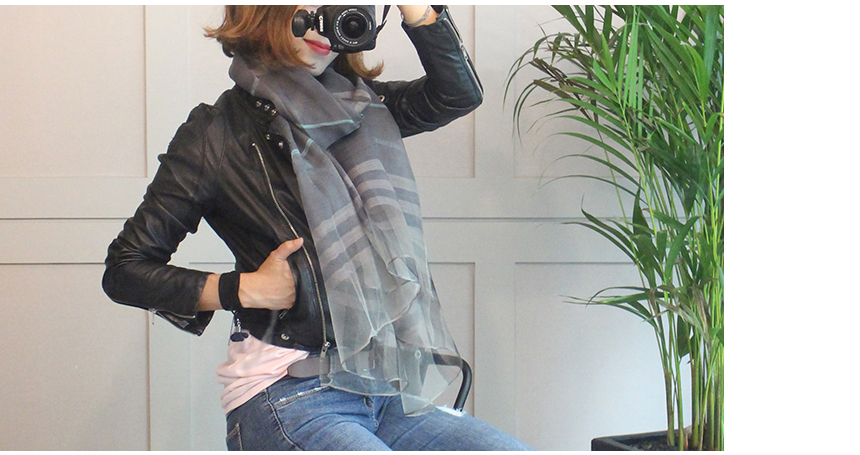 Wool silk check scarf woman woman autumn high mama birthday gift modal 30s friends