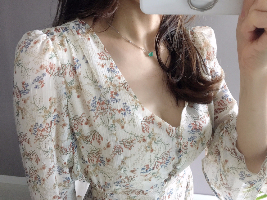 Flower chiffon long one piece autumn visitor 3colo